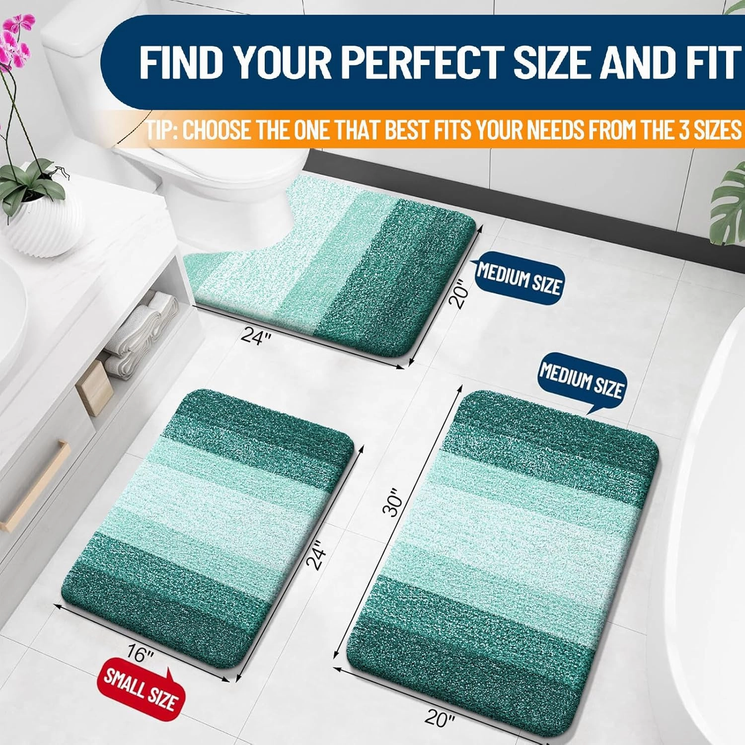 OLANLY Bathroom Rugs Mat 30x20, Extra Soft Absorbent Microfiber Bath Rugs, Rubber Backing, Quick Dry, Washable Bath Mats for Bathroom Floor, Tub, Shower and Home Decor Accessories, Blackish Green