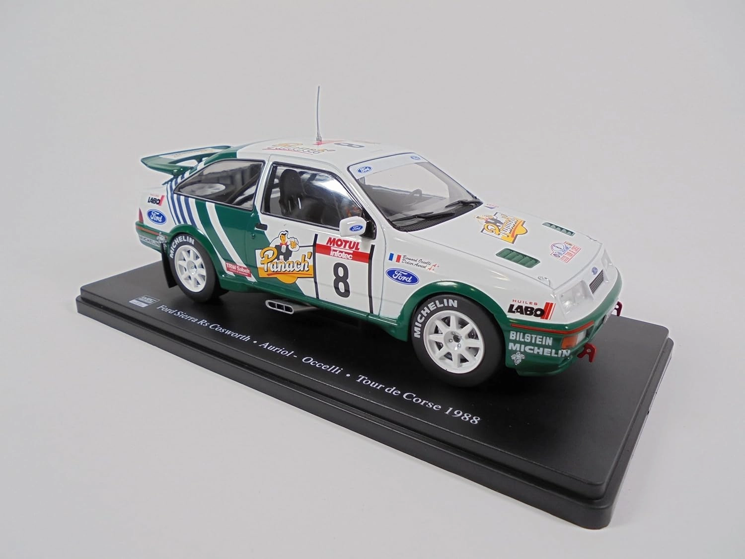 OPO 10 - 1/24 Scale Model Car Compatible with Ford Sierra RS Cosworth Auriol/Occelli Rallye Tour de Corse 1988 - RVQ52