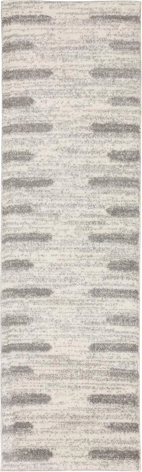 Oriental Weavers Verona Area Rug - 5605H - 2'3" x 7'6" - in Ivory/Grey - Plush Soft Shag, Modern Style, Stain Resistant, Cushion Feel, Entryway, Hallway Runner Rug