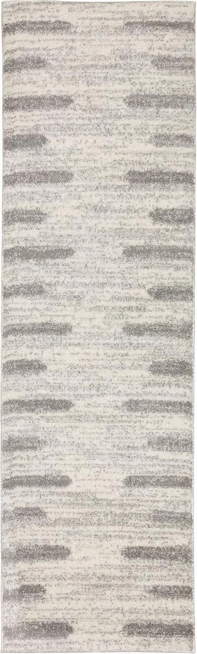 Oriental Weavers Verona Area Rug - 5605H - 2'3" x 7'6" - in Ivory/Grey - Plush Soft Shag, Modern Style, Stain Resistant, Cushion Feel, Entryway, Hallway Runner Rug