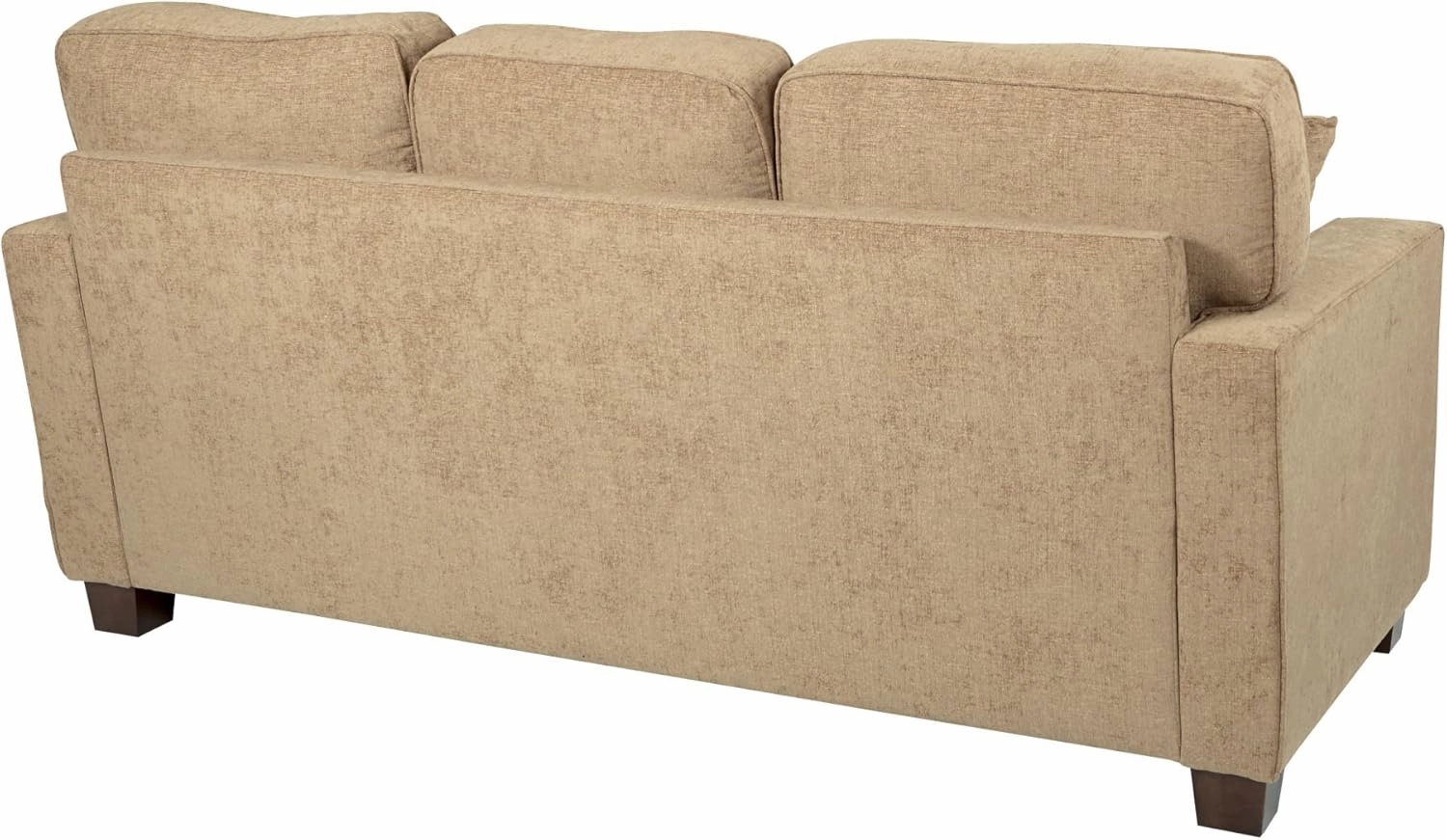 OSP Home Furnishings Russell Reversible Sectional Sofa with 2 Pillows and Coffee Finished Legs, Earth
