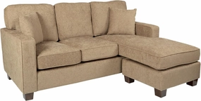 OSP Home Furnishings Russell Reversible Sectional Sofa with 2 Pillows and Coffee Finished Legs, Earth