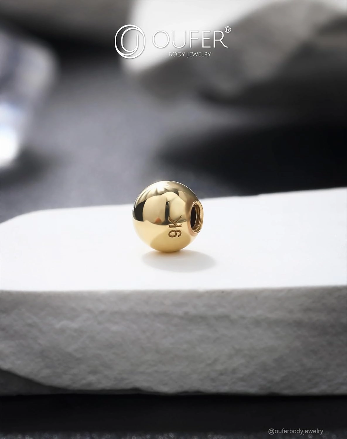 OUFER 14K Solid Gold Clea CZ Replacement Ball Externally Threaded for Belly Button Rings