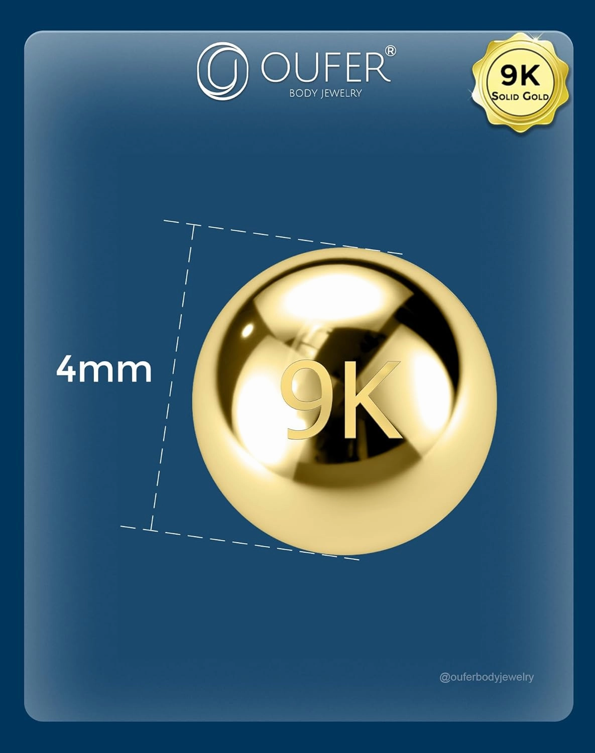 OUFER 14K Solid Gold Clea CZ Replacement Ball Externally Threaded for Belly Button Rings