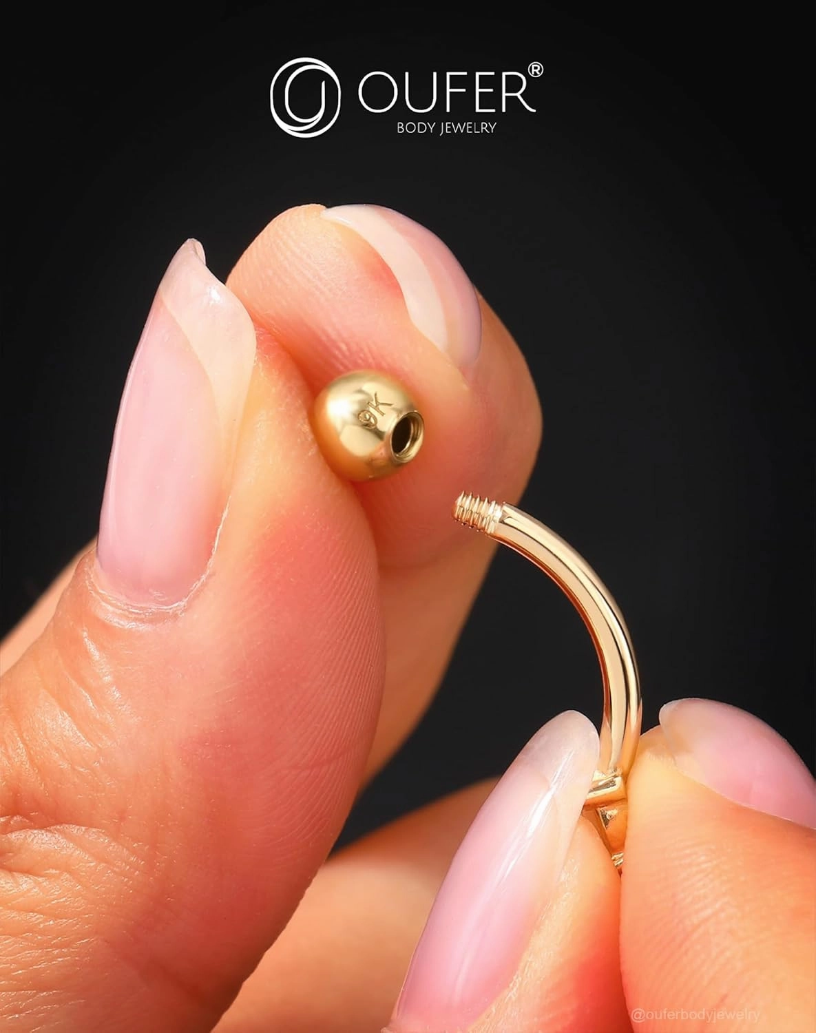 OUFER 14K Solid Gold Clea CZ Replacement Ball Externally Threaded for Belly Button Rings