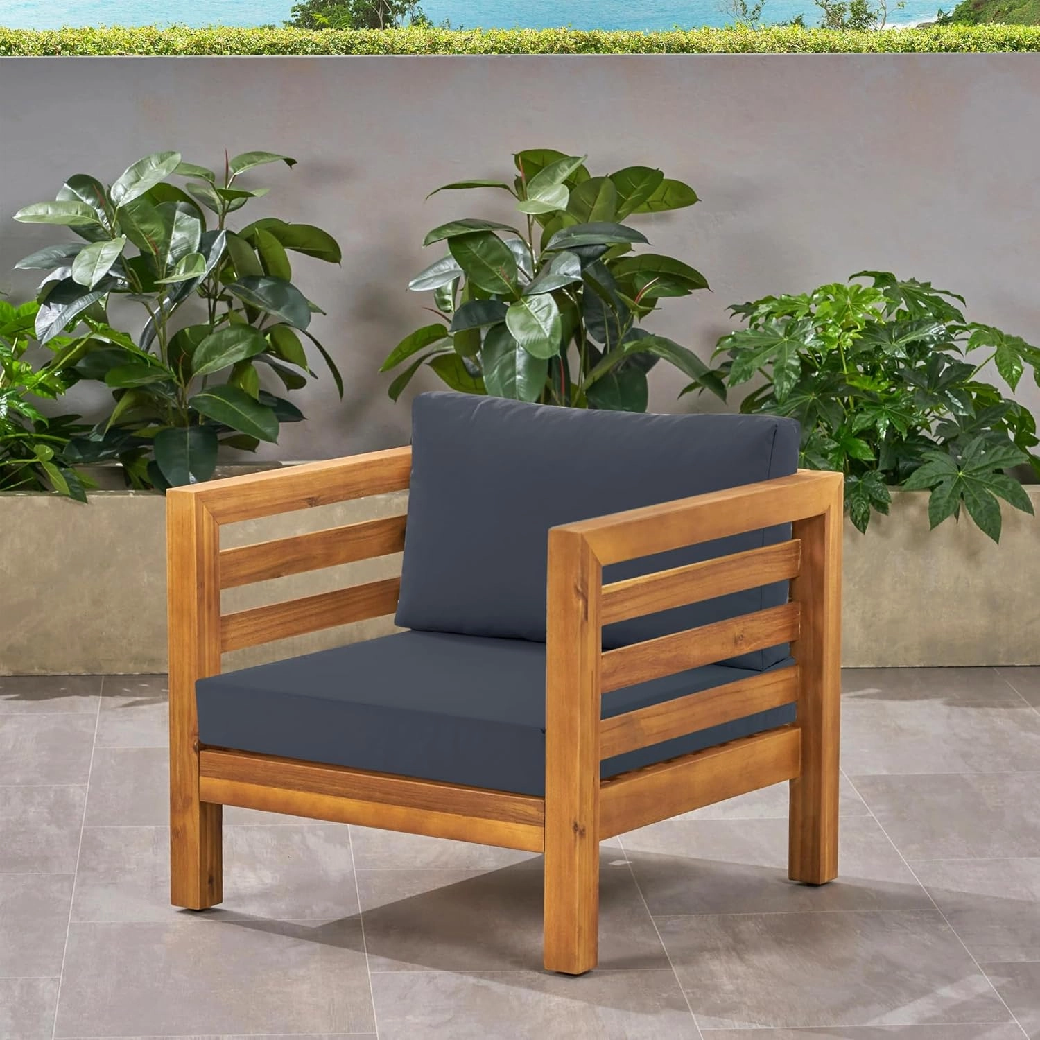 Outdoor Chair Cushions for Patio Furniture with Waterproof Detachable Cover, Deep Seat Couch Cushion Replacement and Backrest Pillow for Sectional Sofa, 25.6 x 25.6 Inch, Dark Grey