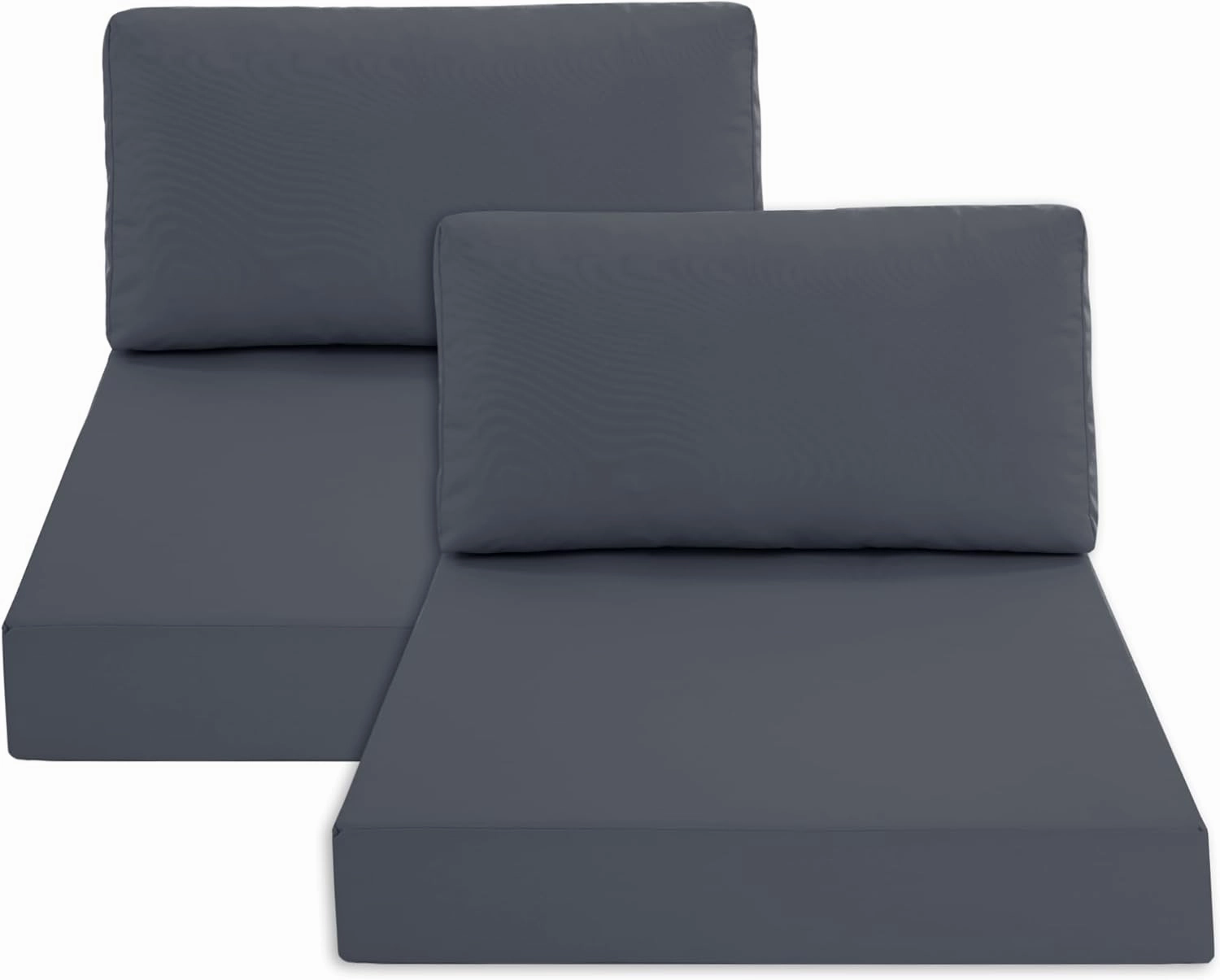 Outdoor Chair Cushions for Patio Furniture with Waterproof Detachable Cover, Deep Seat Couch Cushion Replacement and Backrest Pillow for Sectional Sofa, 25.6 x 25.6 Inch, Dark Grey, Set of 2