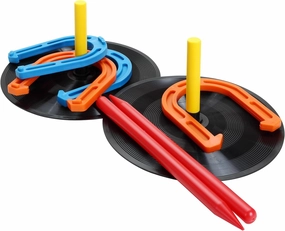Outdoor Indoor Rubber Horseshoes Set Includes 4 Horseshoes,2 Pegs,2 Rubber Mats,2 Red Plastic dowels,Beach Games Perfect for Tailgating,Camping,Backyard,Fun for Kids Adults