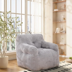 Oversize Bean Bag Chair for Comfort and Relaxation, High-Density Memory Foam, Any Room, Gray