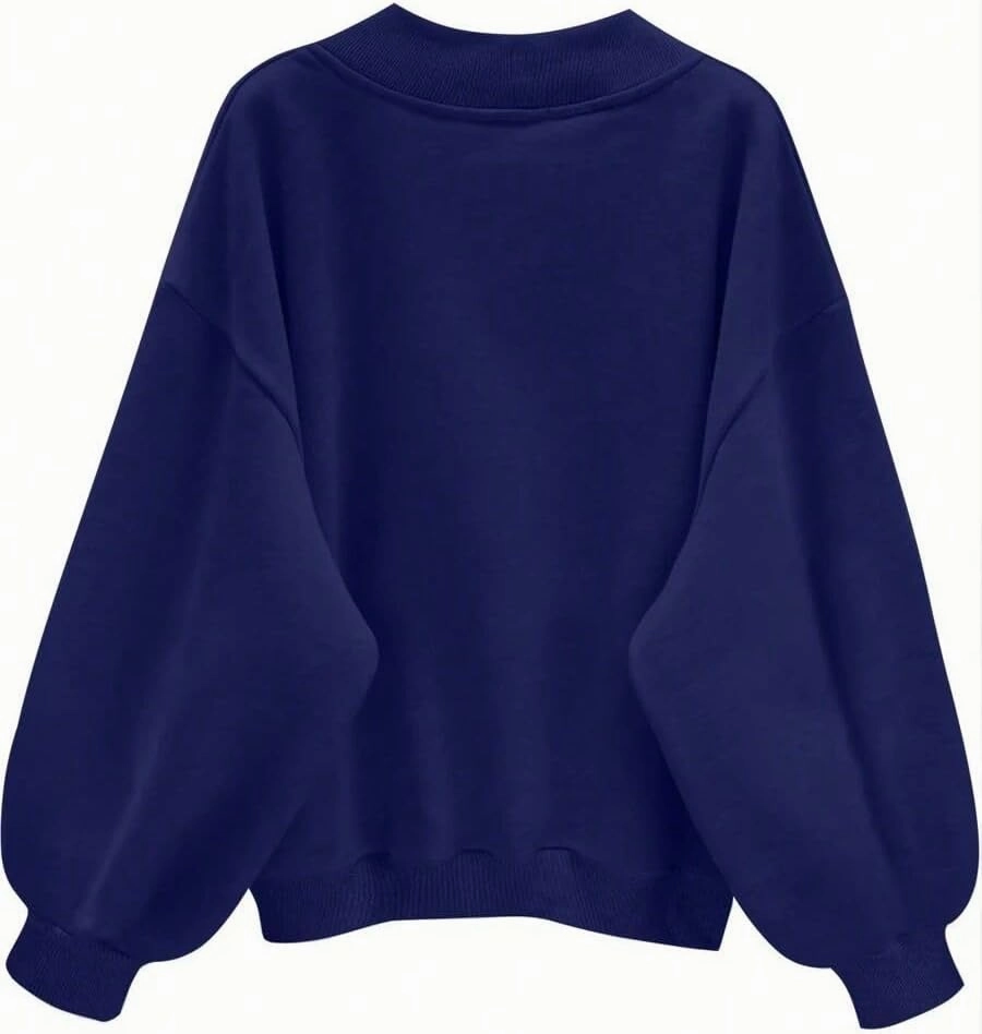 Oversized Sweatshirt for Women Drop Shoulder V-Neck Letter Graphic Pullover Long Sleeve Loose Fit Casual Top