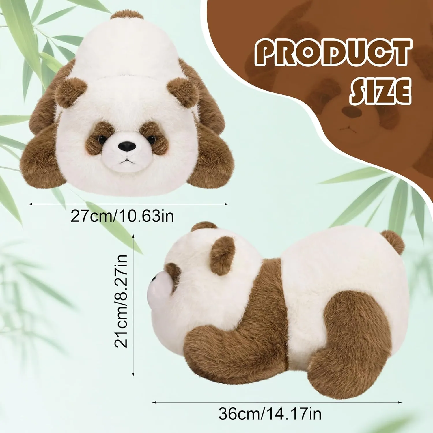 Panda Stuffed Animal Plush Toy, 14 Inch Cute Plushie, Soft Baby Doll Gift, Stuffed Panda Bear Plush for Kids, Girls, Boys, Adults(Brown)