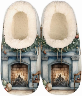 Pardick Fuzzy House Slippers for Women Men, Fireplace New Year Anti-Slip Fleece Lined Shoes, Home Bedroom Indoor Slippers with Plush Lining, Warm Slippers