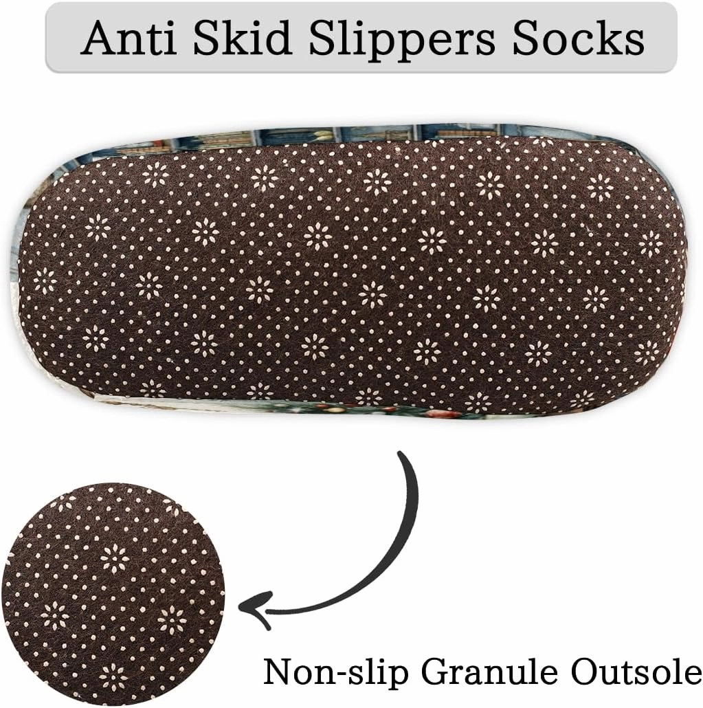 Pardick Fuzzy House Slippers for Women Men, Fireplace New Year Anti-Slip Fleece Lined Shoes, Home Bedroom Indoor Slippers with Plush Lining, Warm Slippers