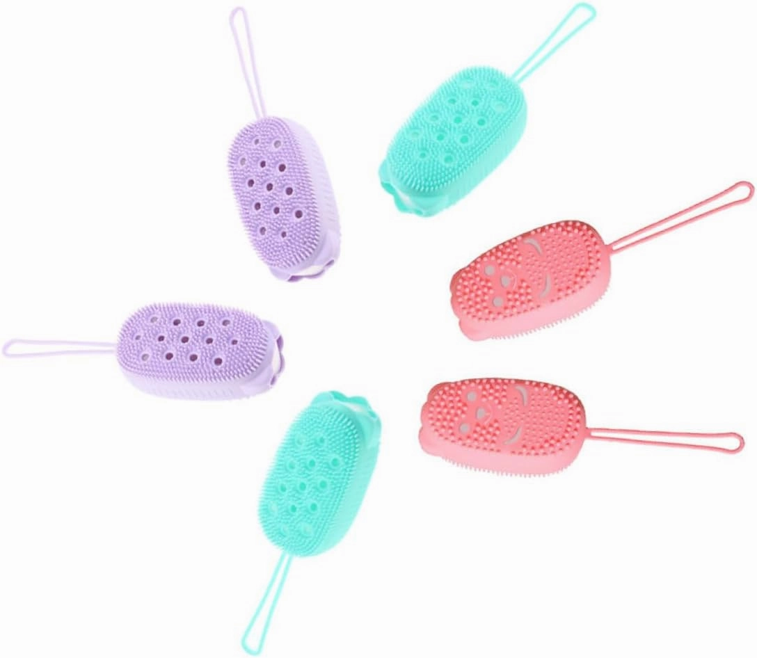 PartyKindom Dual-Sided Bath Brush Set 6pcs Silicone Massaging Tools Fresh Colors Quick Cleaning for Shower Bath