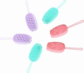 PartyKindom Dual-Sided Bath Brush Set 6pcs Silicone Massaging Tools Fresh Colors Quick Cleaning for Shower Bath