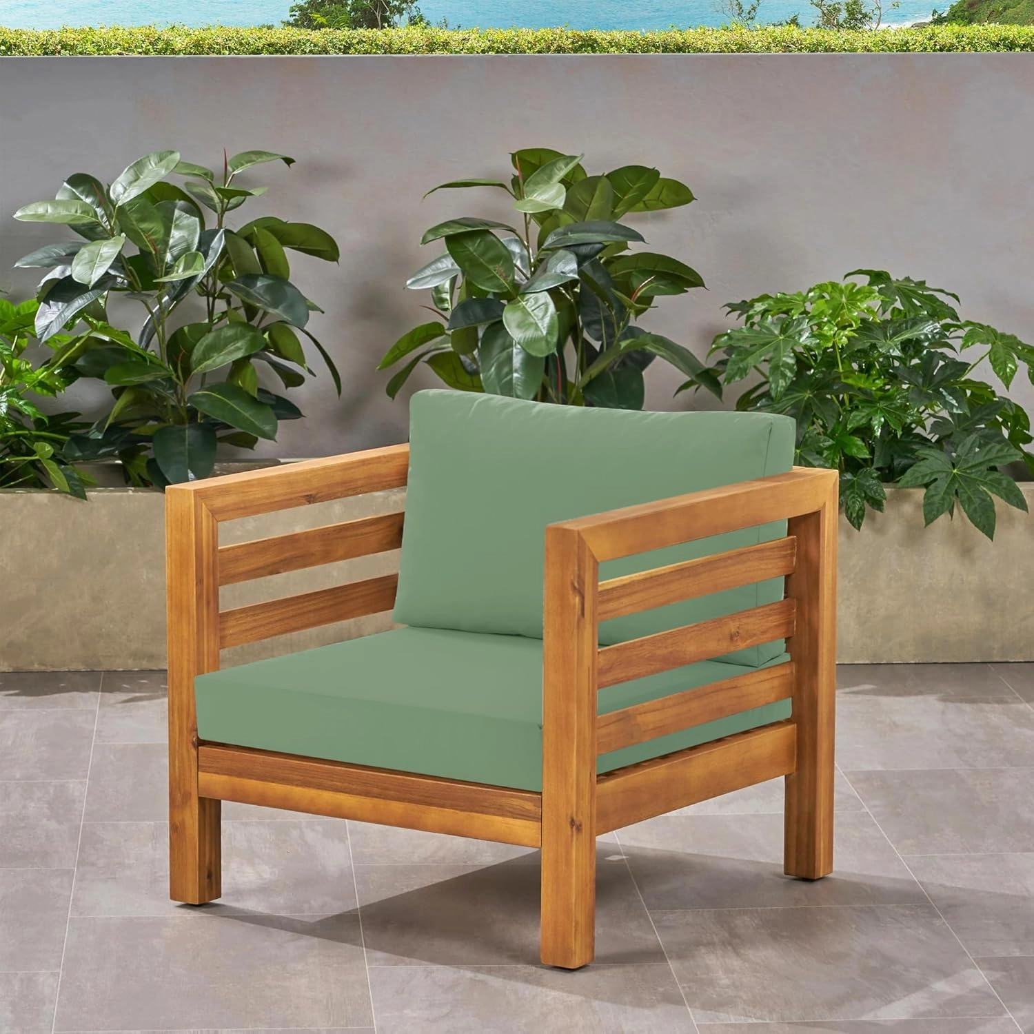 Patio Furniture Cushions Replacement, Outdoor Deep Seat Couch Cushion and Backrest Pillow with Waterproof Removable Cover for Sectional Sofa Set, 25.6 x 25.6 Inch, Sage Green