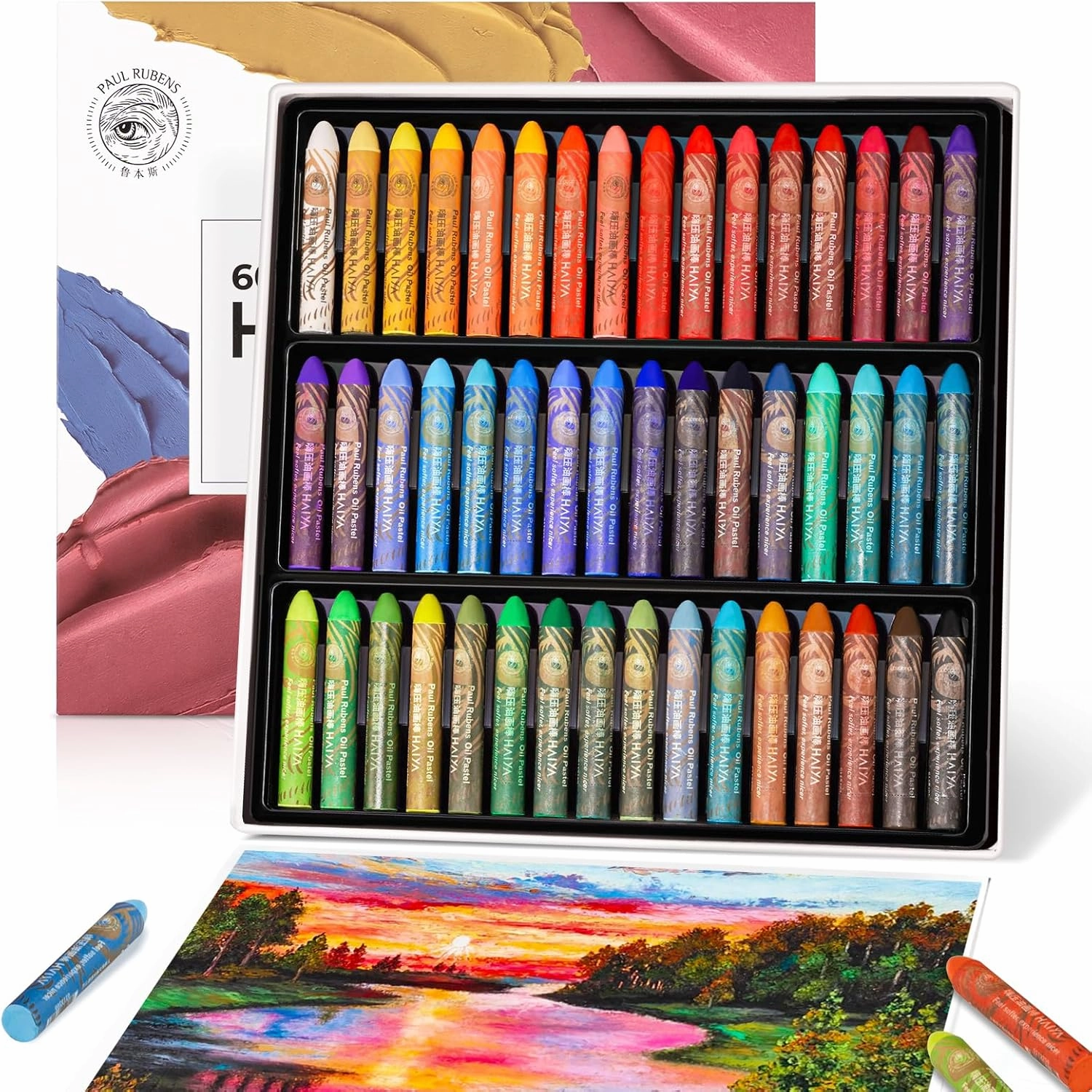Paul Rubens Oil Pastel, 48 Vibrant Colors Soft Oil Pastel Set, Creamy texture Easy to Blend Oil Pastels professional, Bullet Heads Oil Pastels for Artists, Painting, Drawing, Beginners