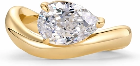 PAVOI 14K Gold Plated Premium Cubic Zirconia Square Solitaire Engagement Ring for Women - Unique Wavy Promise and Fake Wedding Ring