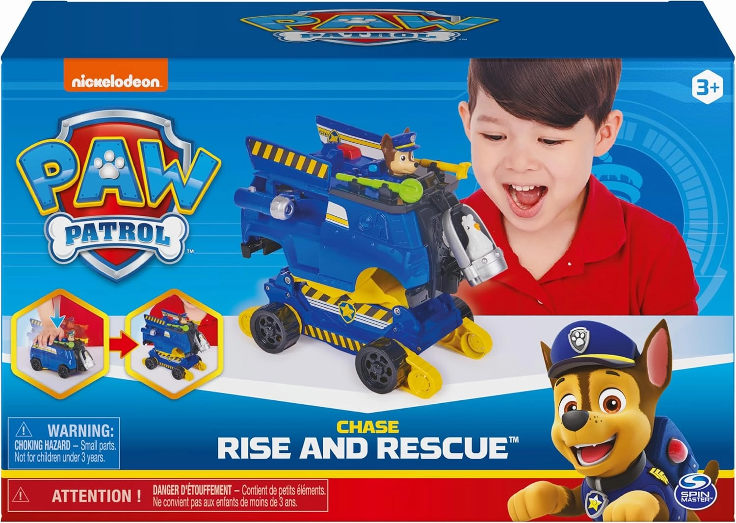 Paw Patrol, Chase Rise and Rescue Transforming Toy Car with Action Figures and Accessories, Kids Toys for Ages 3 and up