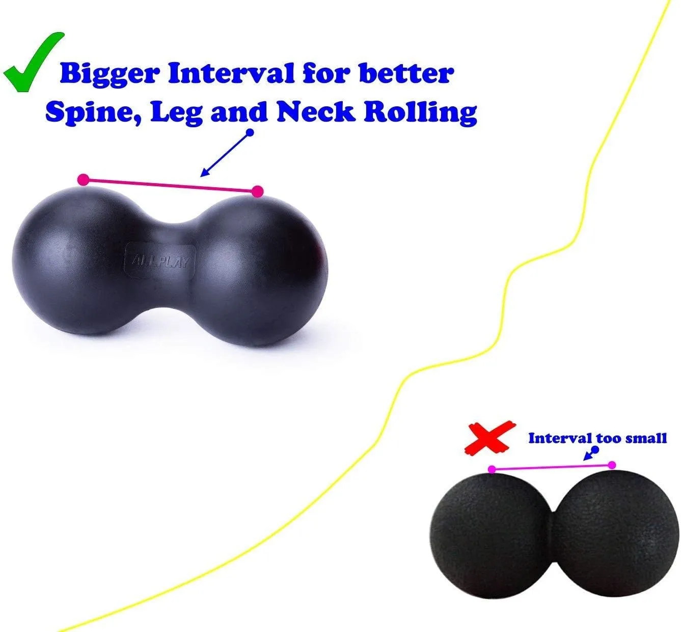 Peanut Massage Ball Roller Double Lacrosse Ball Acupoint Myofascial Release Muscle Knot Relaxer Mobility Trigger Point for Physical Therapy Self Deep Tissue Manual Massager Equipment Tool Set