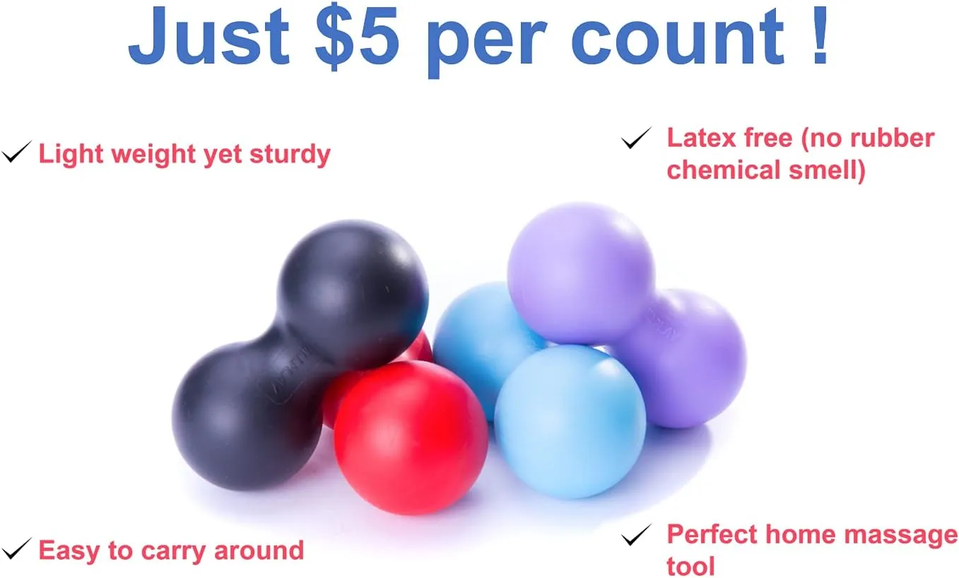 Peanut Massage Ball Roller Double Lacrosse Ball Acupoint Myofascial Release Muscle Knot Relaxer Mobility Trigger Point for Physical Therapy Self Deep Tissue Manual Massager Equipment Tool Set