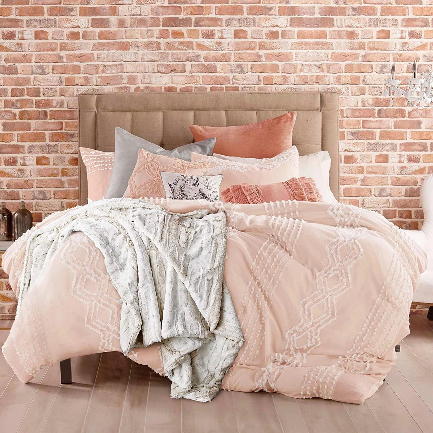 Peri Home Leopard Luxury Faux Fur Throw Blanket - Super Soft Fluffy Bedding Throw Blanket for Bedroom 50" x 60 - Furry Blanket Comfy Warm Cozy Plush Blanket for Bed Sofa Couch - Ivory