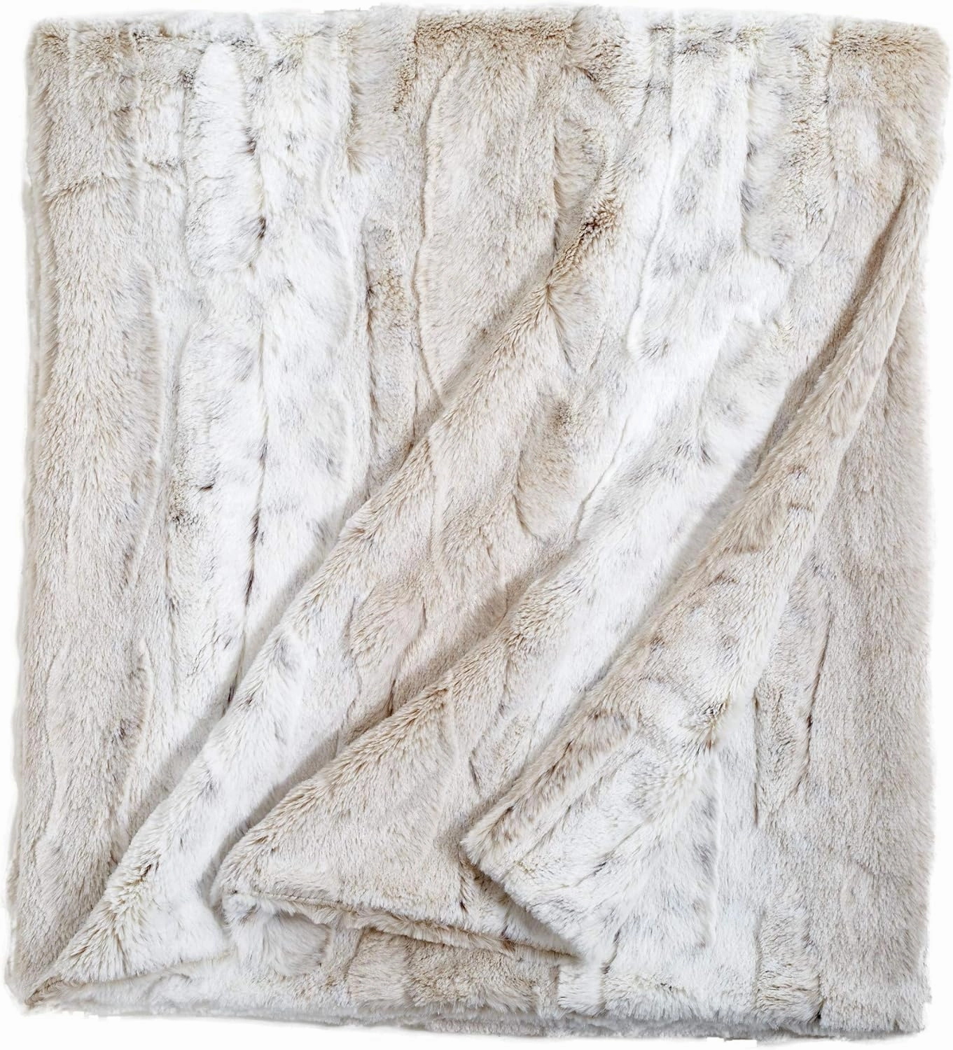 Peri Home Leopard Luxury Faux Fur Throw Blanket - Super Soft Fluffy Bedding Throw Blanket for Bedroom 50" x 60 - Furry Blanket Comfy Warm Cozy Plush Blanket for Bed Sofa Couch - Ivory