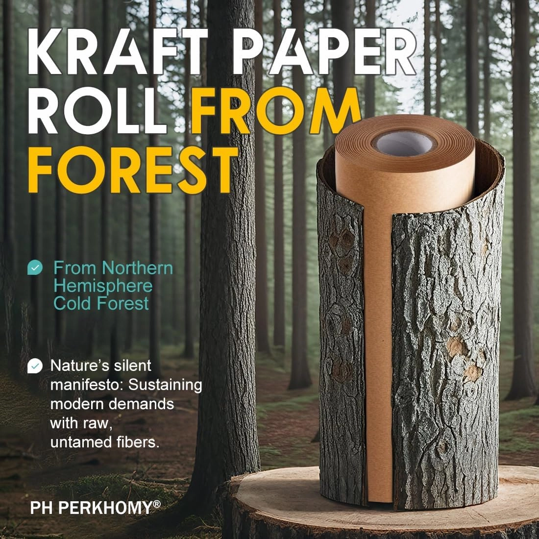 PerkHomy 36" x 1,440" (120') Brown Kraft Paper Roll for Craft Bulletin Board Paper Kids Art Table Covering Crafting Gift Wrapping Bouquet Packing Parcel 70GSM 50LB (Brown, 36" x 120')