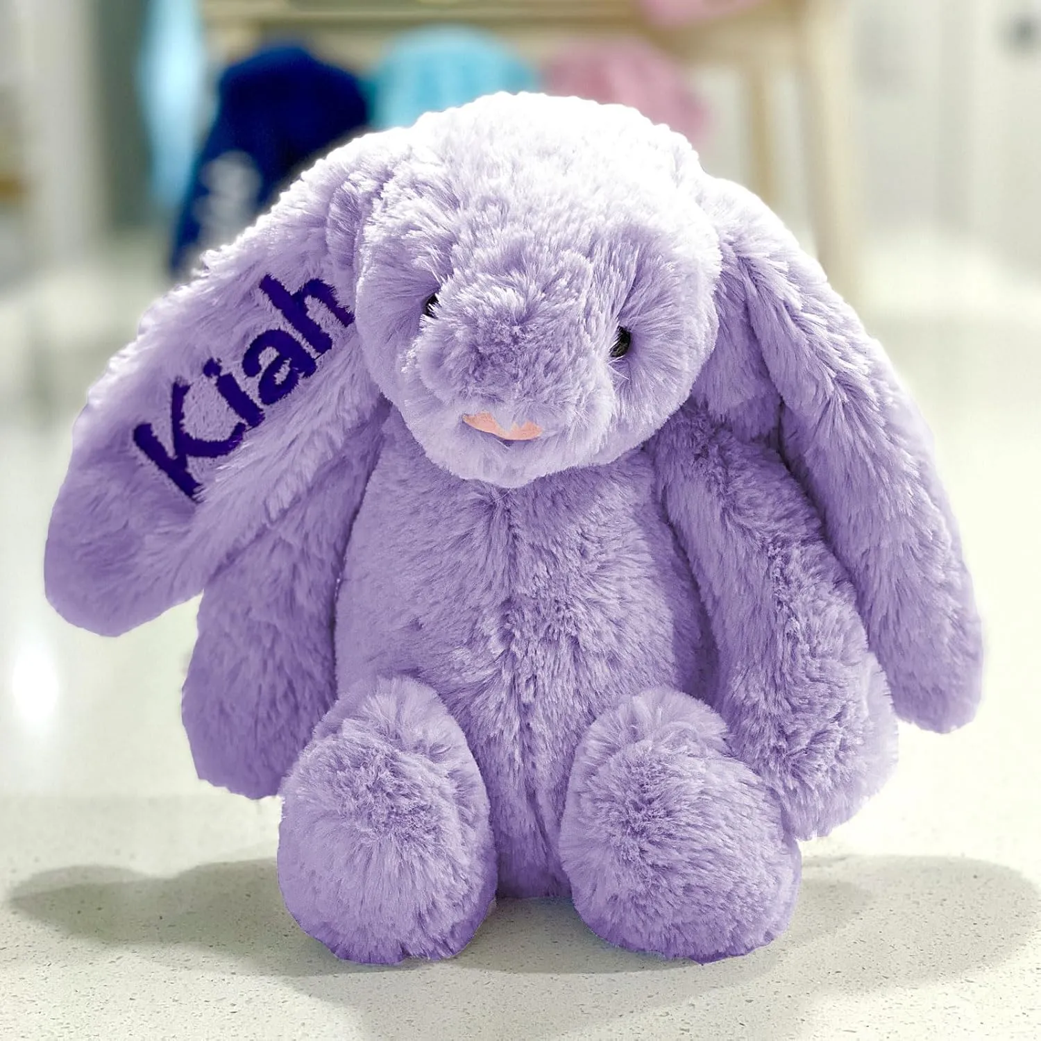 Personalized Easter Bunny Plush, Easter Bunny, Easter Bunny Decor, Easter decor, Easter Gifts (Small, Purple)