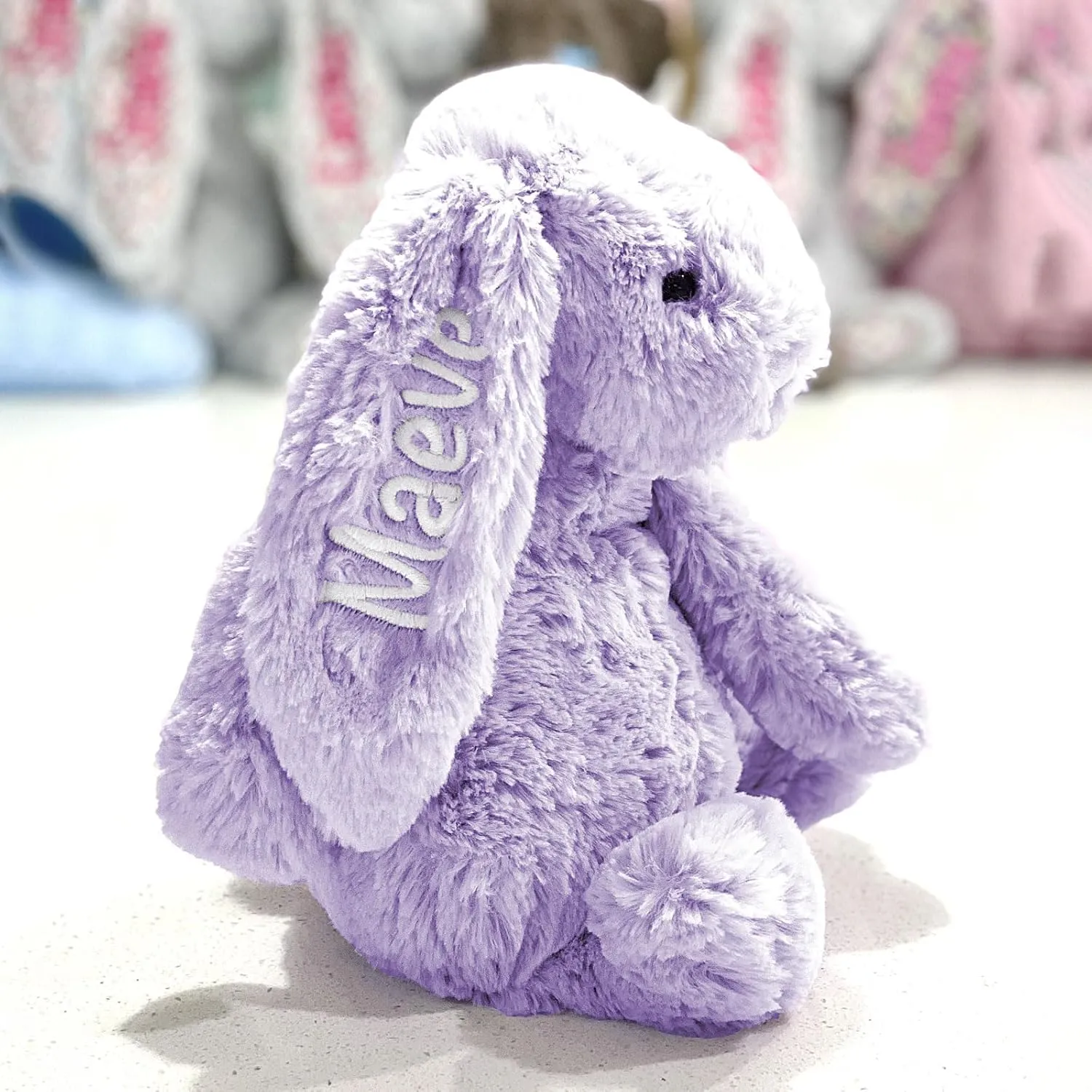 Personalized Easter Bunny Plush, Easter Bunny, Easter Bunny Decor, Easter decor, Easter Gifts (Small, Purple)
