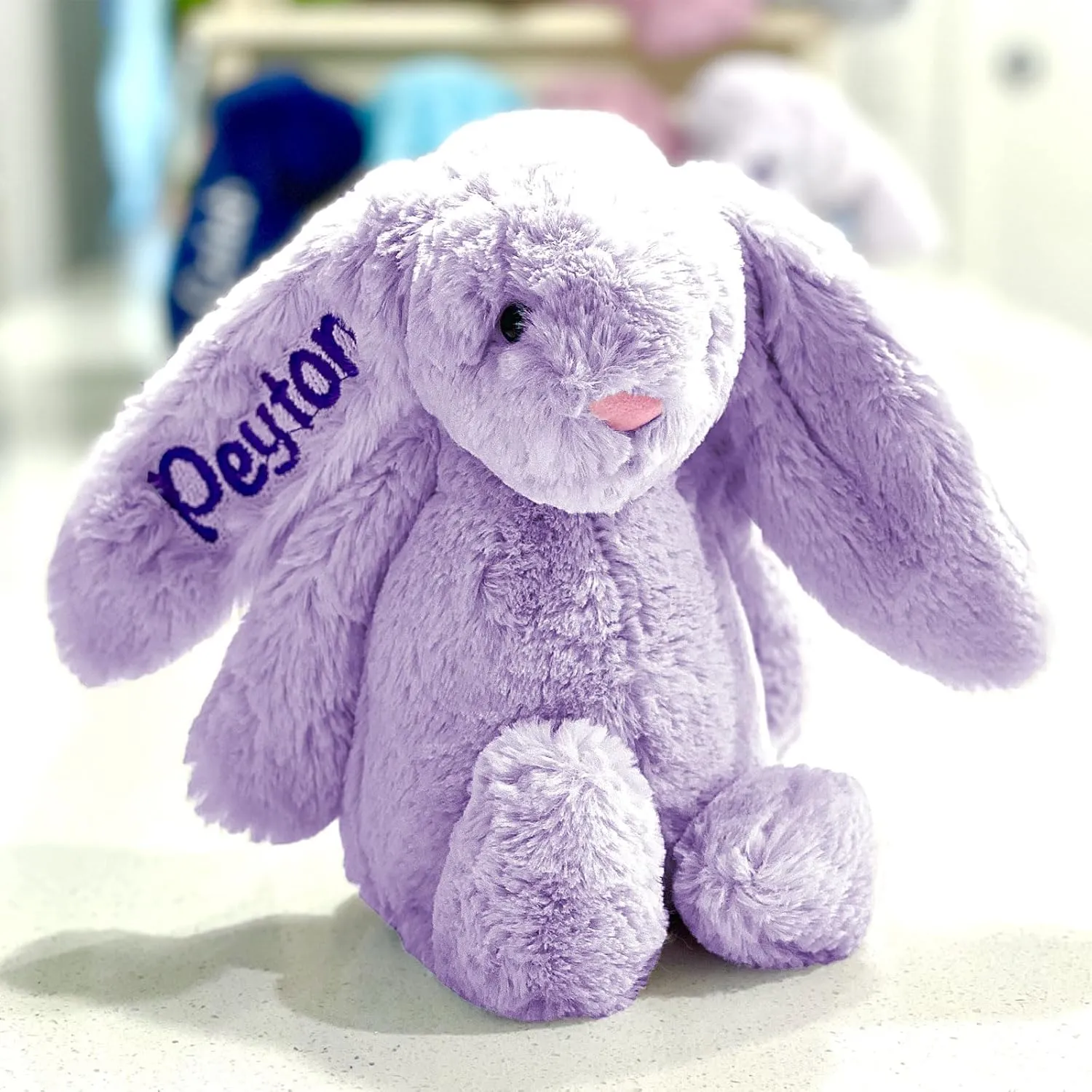 Personalized Easter Bunny Plush, Easter Bunny, Easter Bunny Decor, Easter decor, Easter Gifts (Small, Purple)