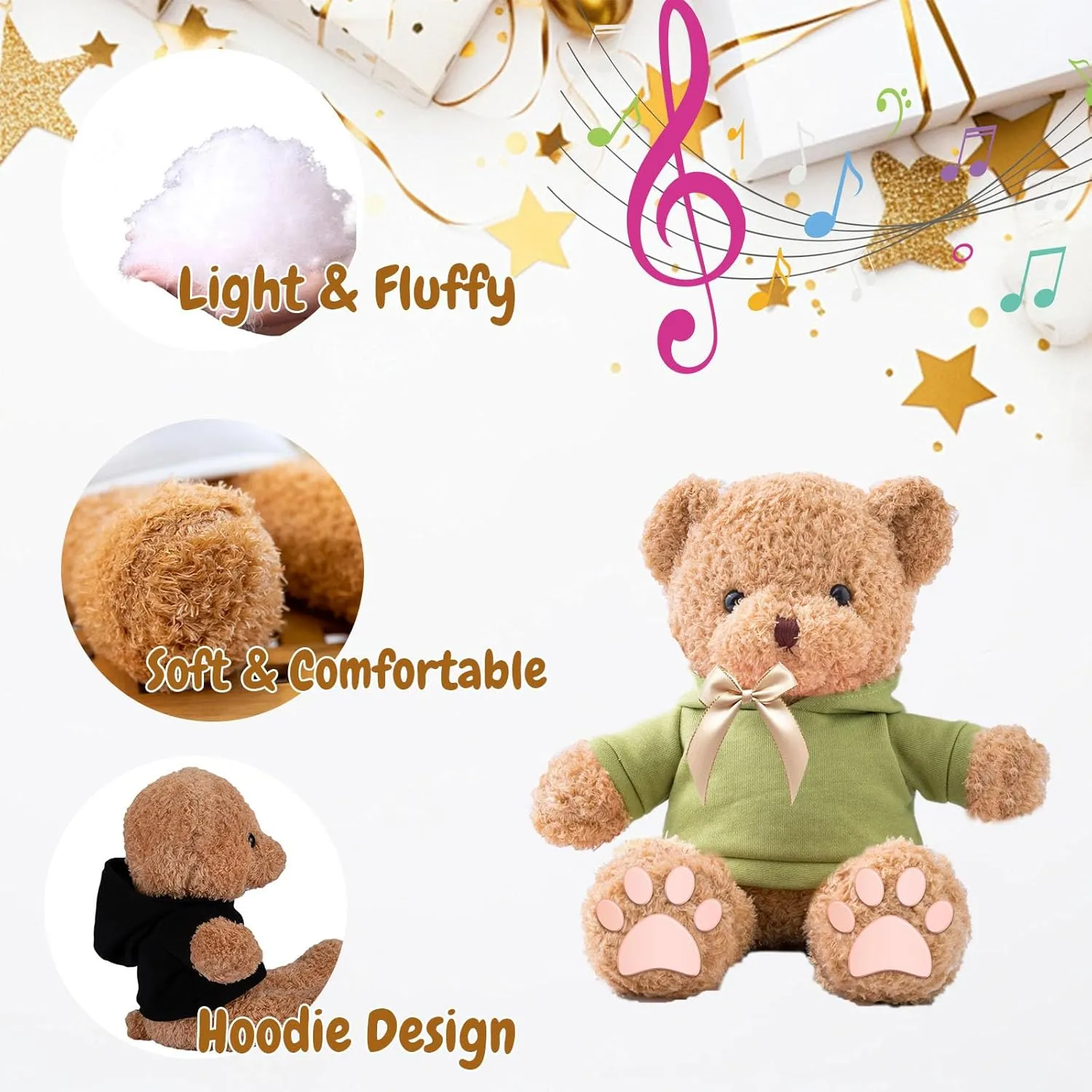 Personalized Gifts for Her Him Teddy Bear with Voice Recording, Personalized Bear with Bow for Kids Adults as Gifts for Christmas Valentines Day Birthday Gifts (12 inch-Text Photo)