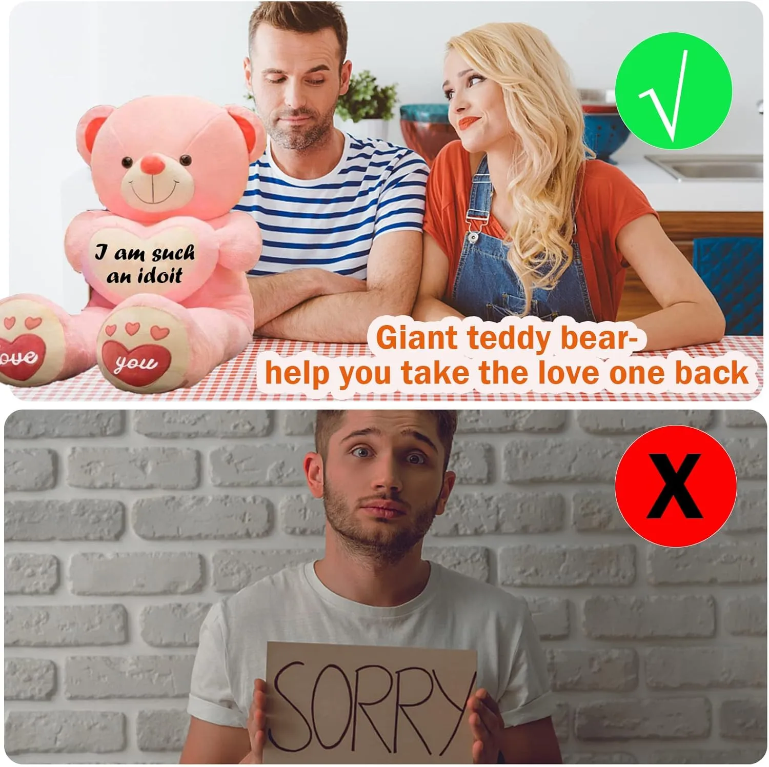 Personalized Gifts Giant Teddy Bear Stuffed Animal with Text   Photo, Big Teddy Bear with Heart for Girlfriend Boyfriend, for Christmas Valentines Day Birthday (39 inch-Text Photo)
