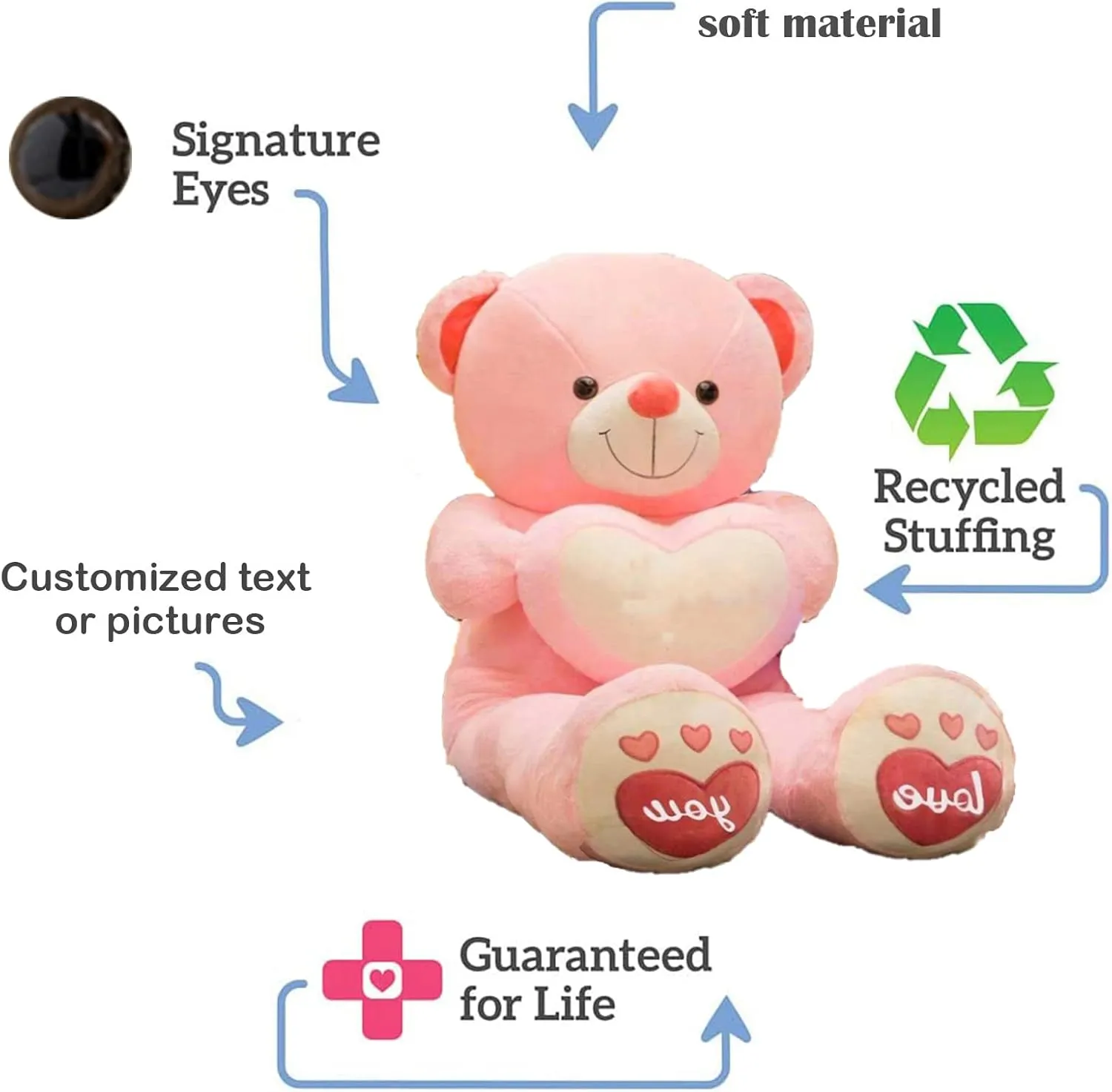 Personalized Gifts Giant Teddy Bear Stuffed Animal with Text   Photo, Big Teddy Bear with Heart for Girlfriend Boyfriend, for Christmas Valentines Day Birthday (39 inch-Text Photo)