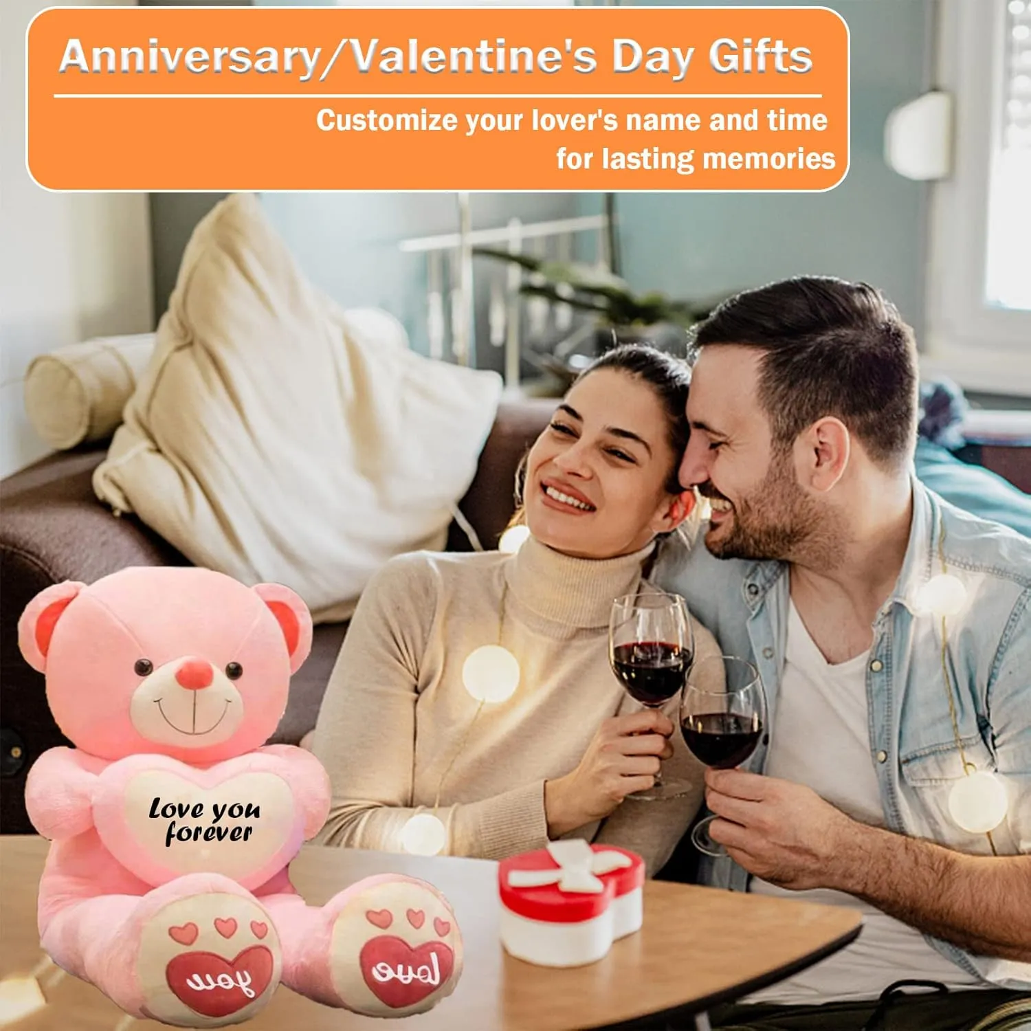 Personalized Gifts Giant Teddy Bear Stuffed Animal with Text   Photo, Big Teddy Bear with Heart for Girlfriend Boyfriend, for Christmas Valentines Day Birthday (39 inch-Text Photo)