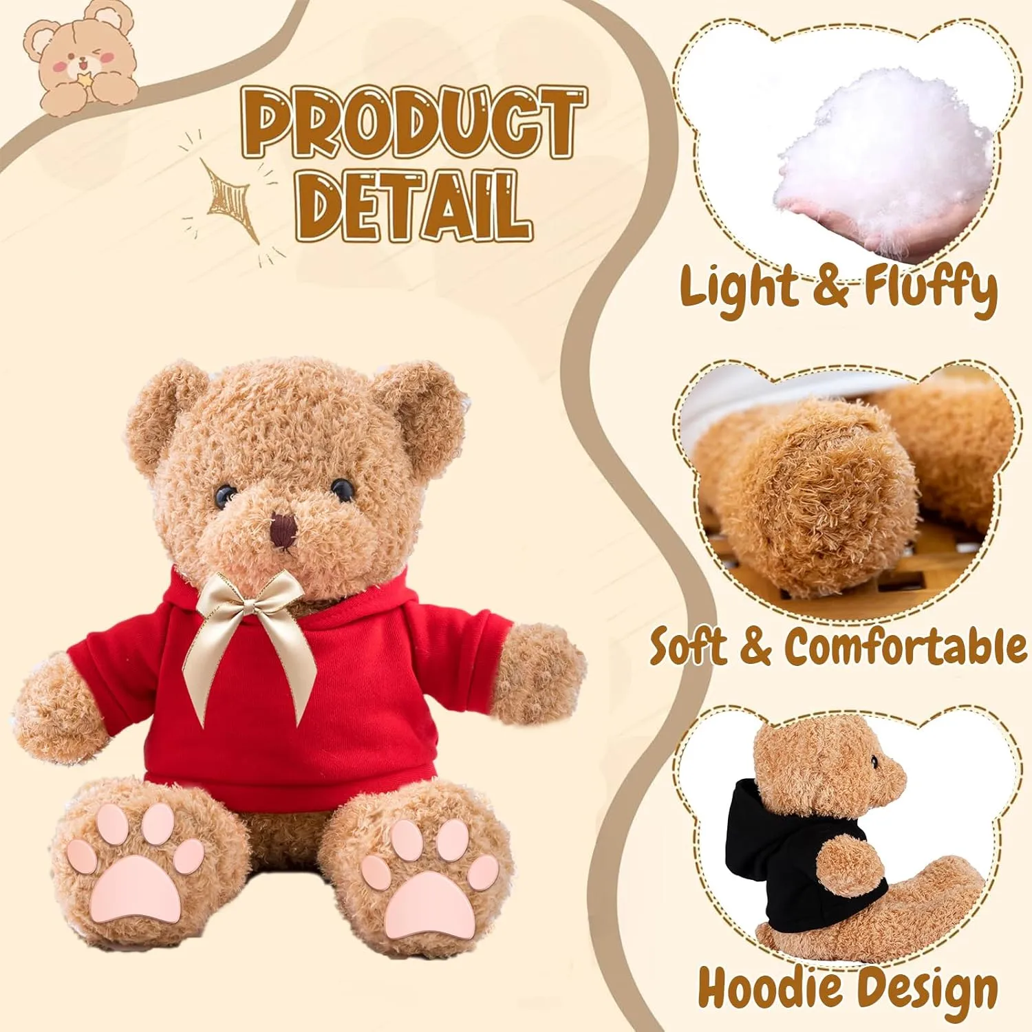 Personalized Gifts Teddy Bear for Him Her Stuffed Bear Plush Toys with Text Photo, Personalized Teddy Bear with Bow as Gifts for Christmas Valentines Day Birthday (12inch-Text Photo)