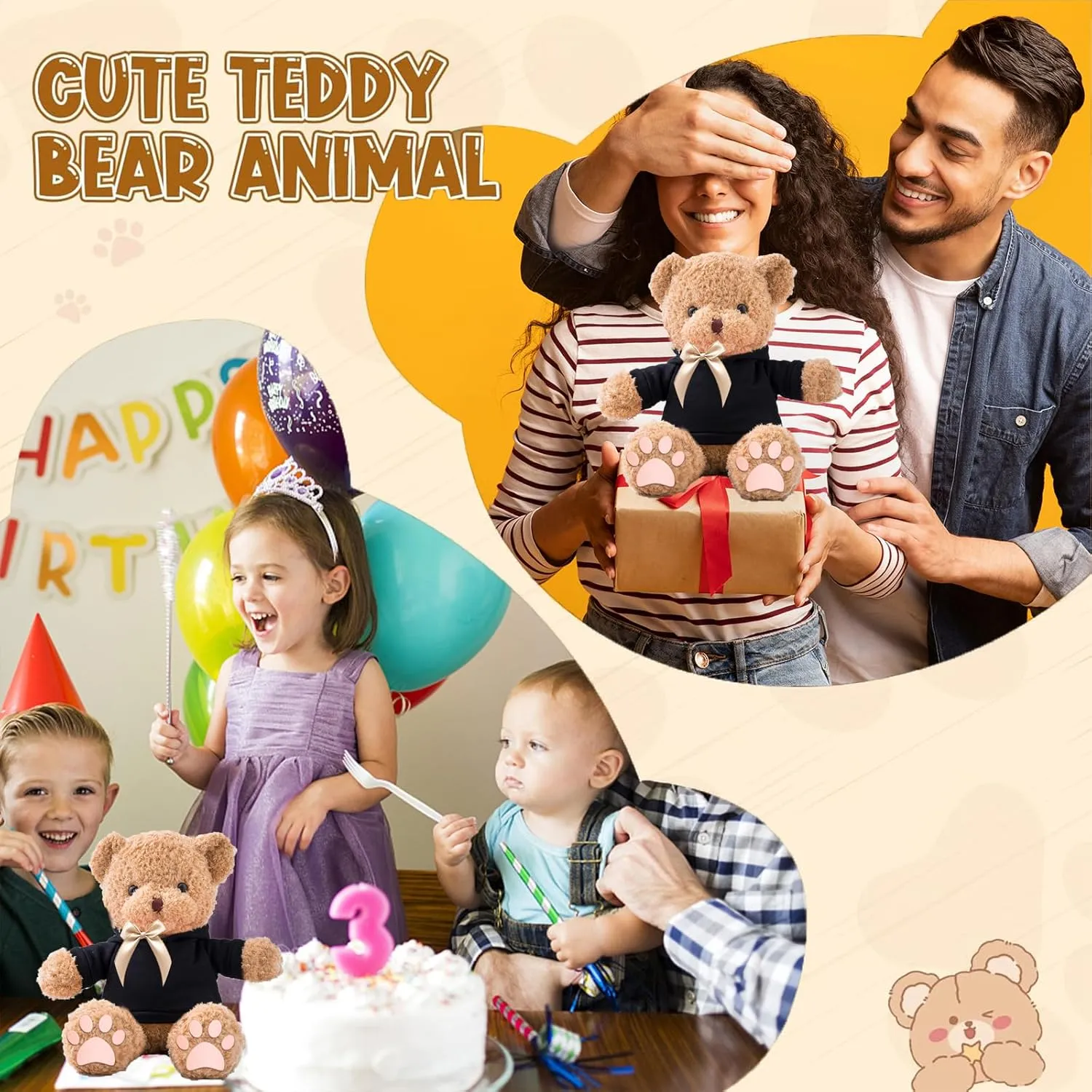 Personalized Gifts Teddy Bear for Him Her Stuffed Bear Plush Toys with Text Photo, Personalized Teddy Bear with Bow as Gifts for Christmas Valentines Day Birthday (12inch-Text Photo)