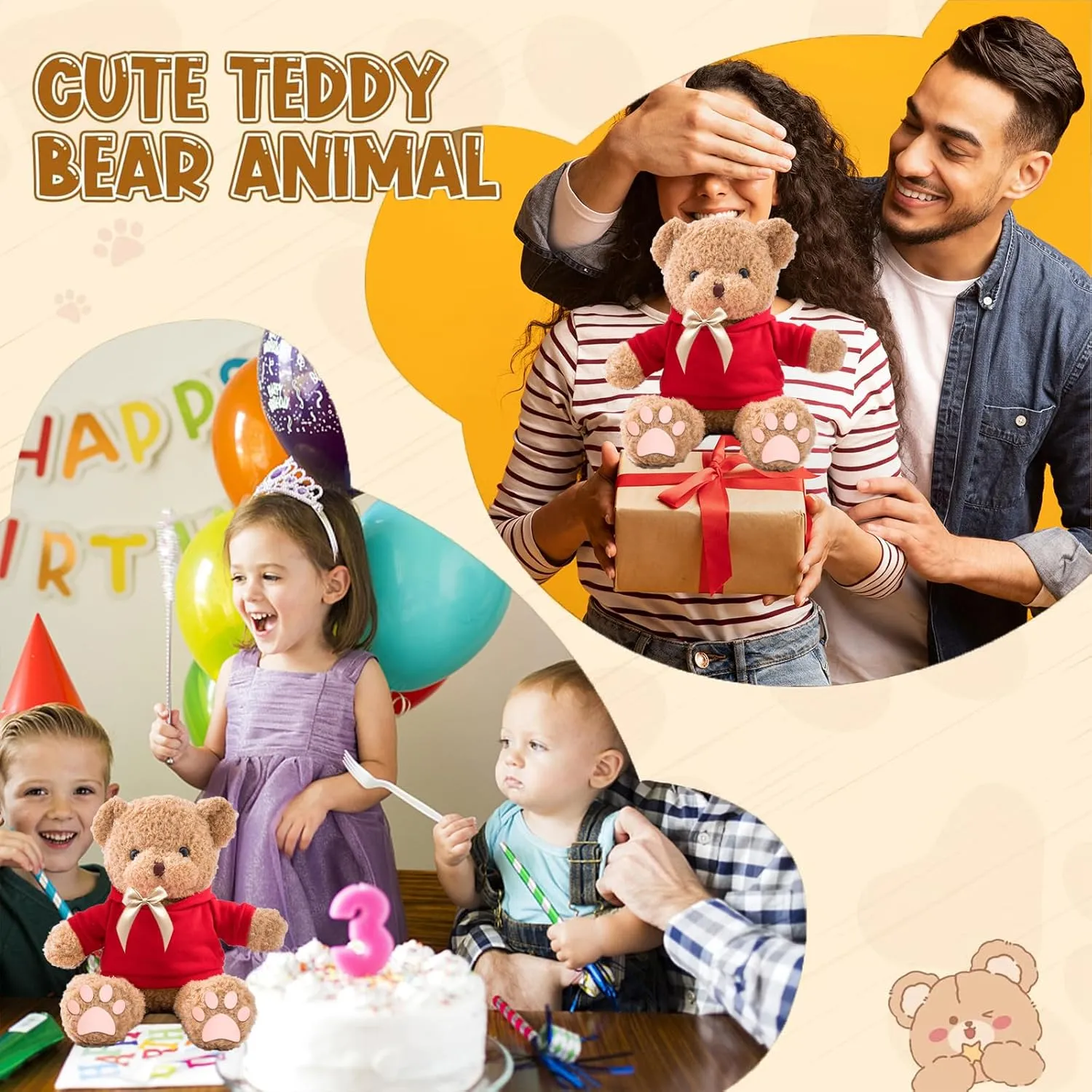 Personalized Gifts Teddy Bear for Him Her Stuffed Bear Plush Toys with Text Photo, Personalized Teddy Bear with Bow as Gifts for Christmas Valentines Day Birthday (12inch-Text Photo)