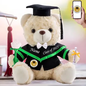 Personalized Graduation Bear 2025, Graduation Gifts for Him & Her with Text  Photo, White Graduation Bear with Rose & Bow as Kindergarten College Graduation Gifts for Graduation Day (10IN-Text Photo)