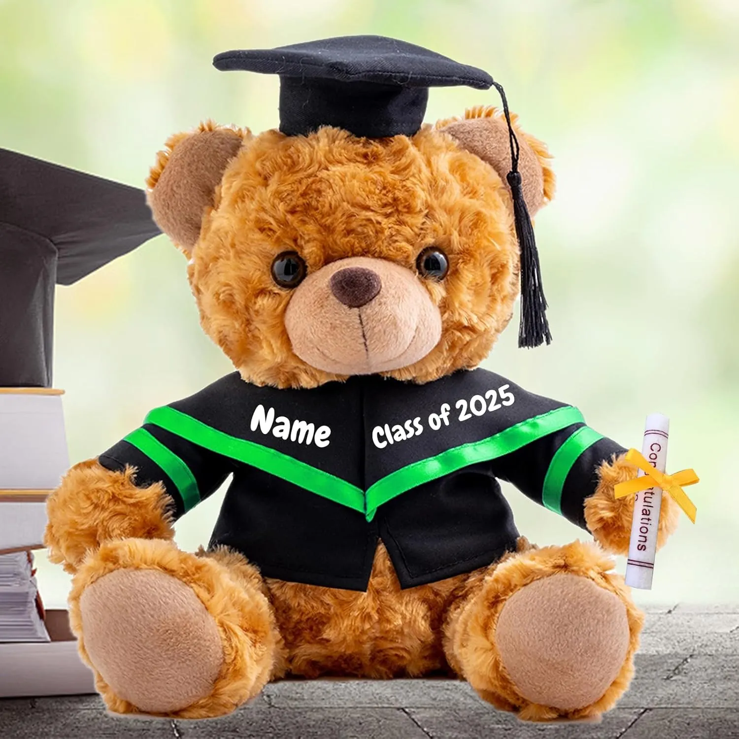 Personalized Graduation Teddy Bear 2025, Graduation Gifts for Him & Her with Text, Brown Graduation Bear as Personalized Kindergarten College Graduation Gift for Girls/Boy Graduation Day (10-in-Text)