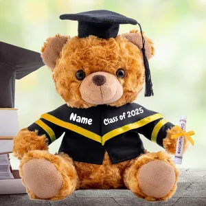 Personalized Graduation Teddy Bear 2025, Graduation Gifts for Him & Her with Text, Brown Graduation Bear as Personalized Kindergarten College Graduation Gift for Girls/Boy Graduation Day (10-in-Text)