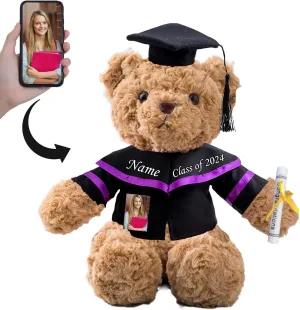 Personalized Graduation Teddy Bear, Graduation Gifts for Him & Her, Graduation Bear with Text  Photo as Personalized Kindergarten College Graduation Gifts for Graduation Day 2024 (13 in-Text Photo)