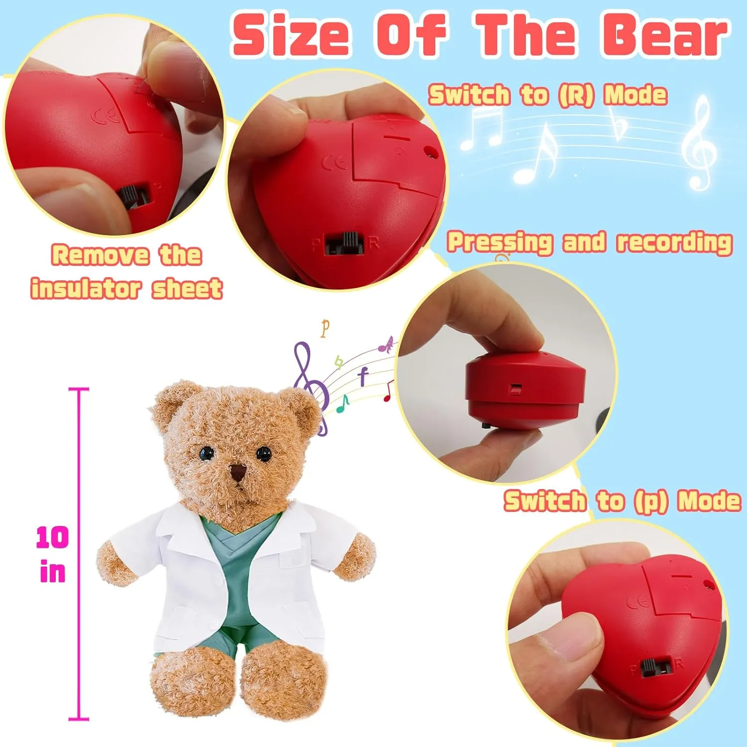 Personalized Nurse Gift Doctor Gift Personalized Teddy Bear with Photo Text, Teddy Bear Stuffed Animal as Personalized Gift for Nurse Doctor Medical Student Graduation Gifts (10 inch)