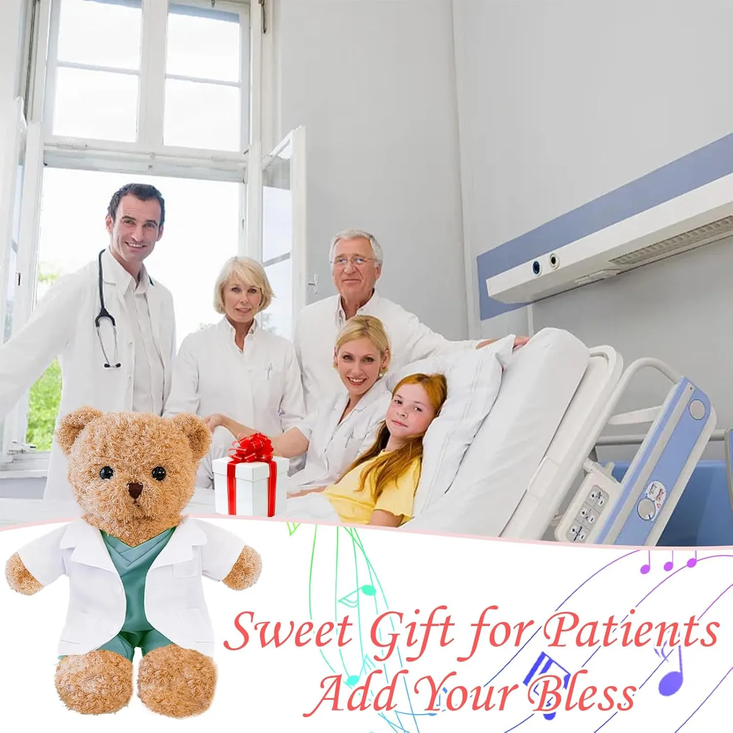 Personalized Nurse Gift Doctor Gift Personalized Teddy Bear with Photo Text, Teddy Bear Stuffed Animal as Personalized Gift for Nurse Doctor Medical Student Graduation Gifts (10 inch)
