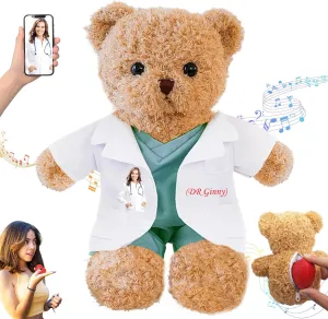 Personalized Nurse Gift Doctor Gift Personalized Teddy Bear with Photo Text, Teddy Bear Stuffed Animal as Personalized Gift for Nurse Doctor Medical Student Graduation Gifts (10 inch)