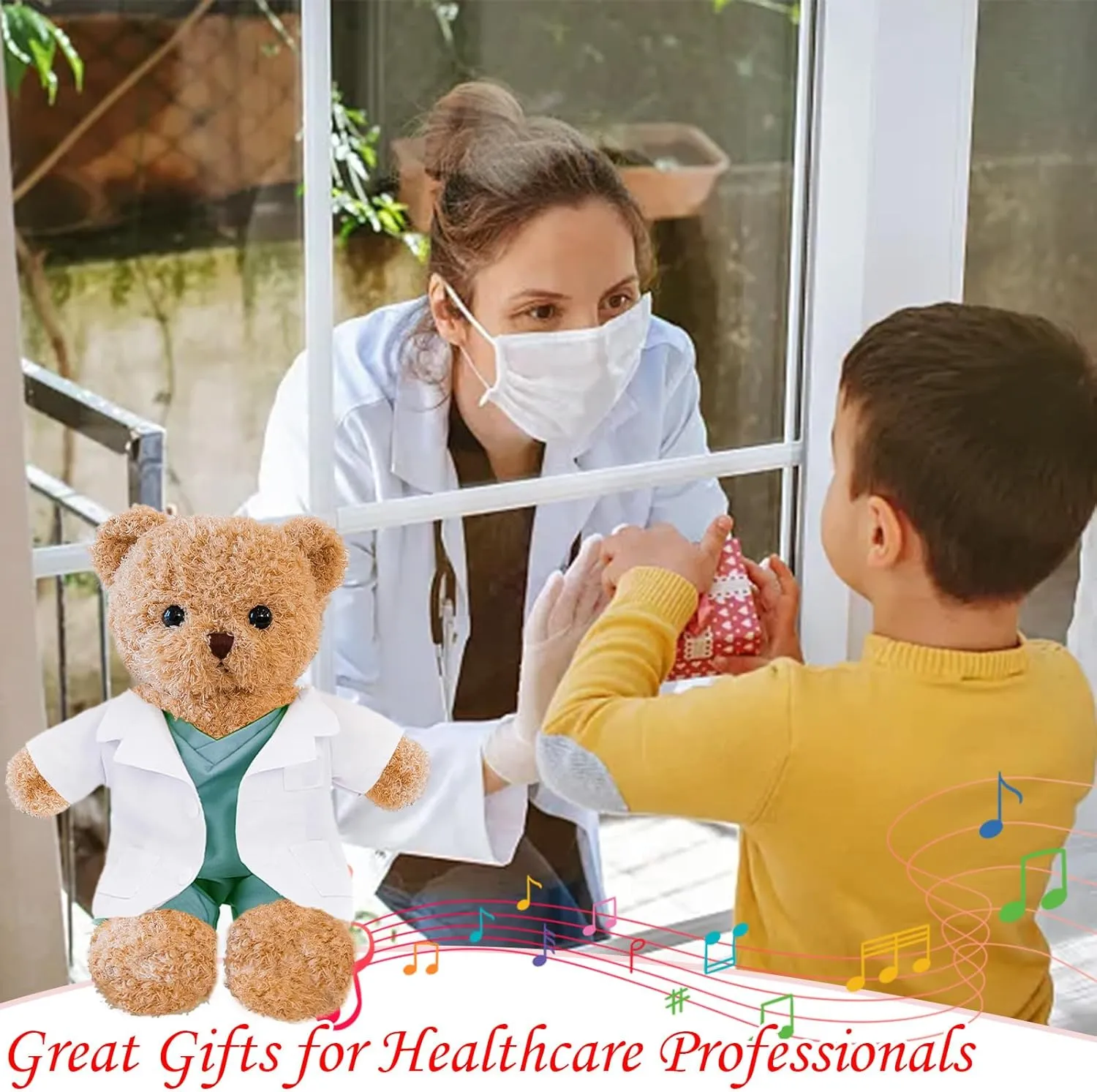Personalized Nurse Gift Doctor Gift Personalized Teddy Bear with Photo Text, Teddy Bear Stuffed Animal as Personalized Gift for Nurse Doctor Medical Student Graduation Gifts (10 inch)