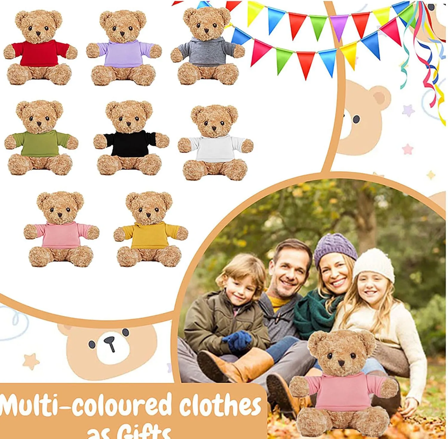 Personalized Teddy Bear for Her Him, Brown Bear Stuffed Plush Toys with Text Photo, Personalized Gifts for Birthday 12 inch