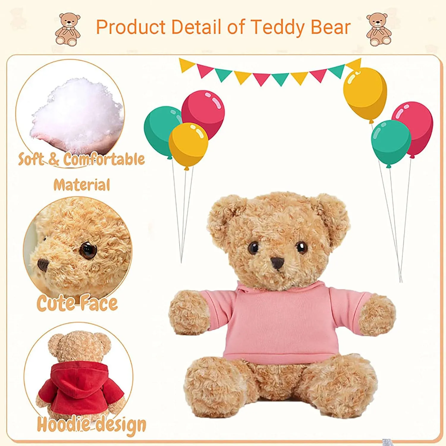 Personalized Teddy Bear for Her Him, Brown Bear Stuffed Plush Toys with Text Photo, Personalized Gifts for Birthday 12 inch