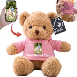 Personalized Teddy Bear Stuffed Animal, Stuffed Bear Plush with Customized Text  Picture as Personalized Gifts for Girlfriend/Boyfriend on Valentines Day/Birthday/Christmas Day (16IN-Pink)