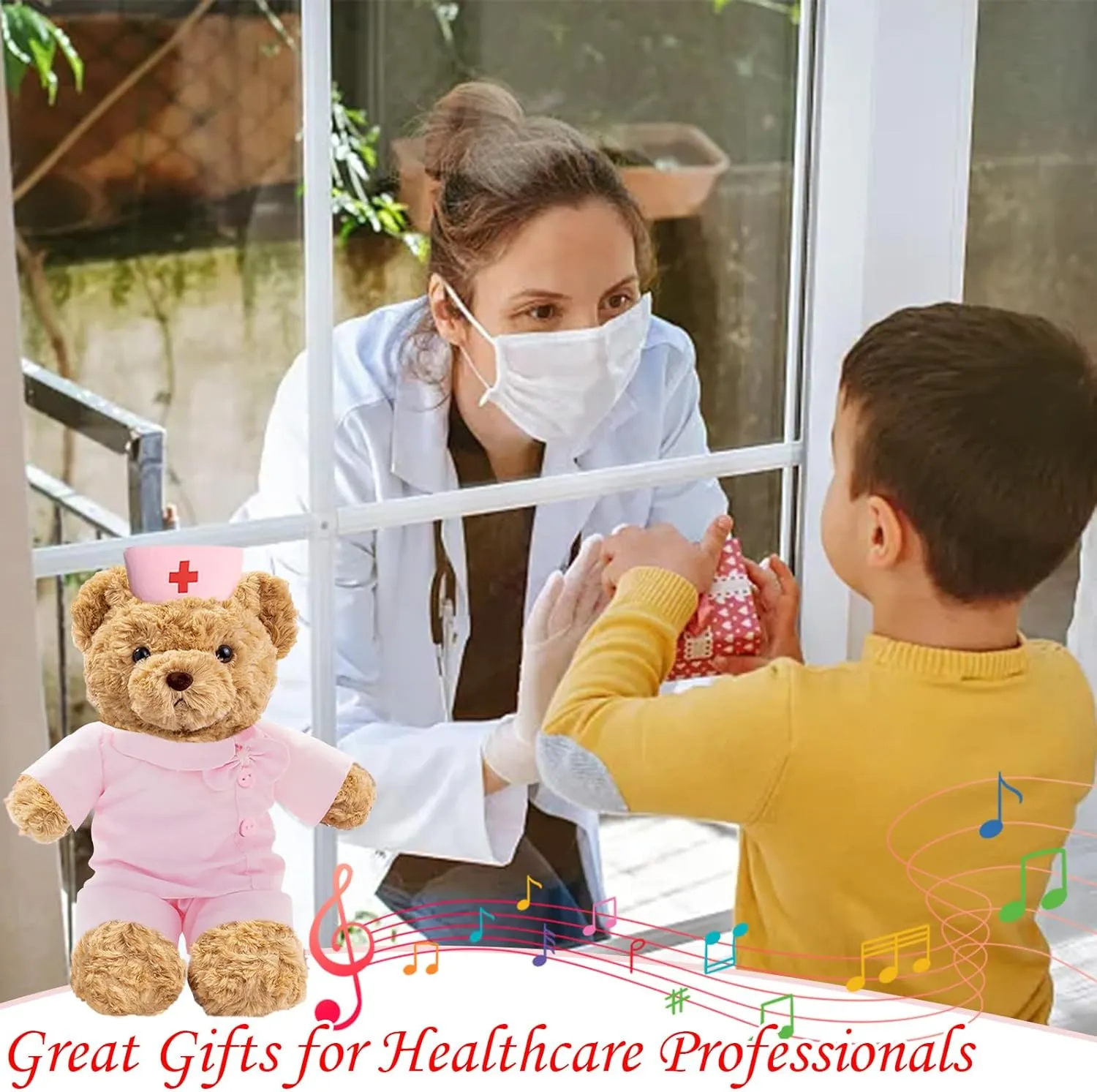 Personalized Teddy Bear with Photo Text, Teddy Bear Stuffed Animal as Nurse Gift Doctor Gift for Women Men, Personalized Gift for Nurse Doctor Medical Student Graduation Gifts (12 inch)